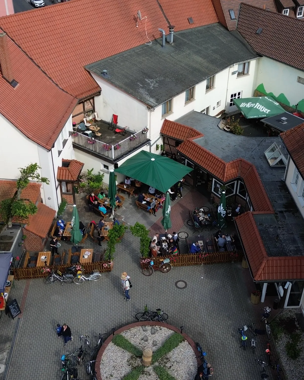 Luftbild vom Hotel National in Bad Düben mit Innenhof