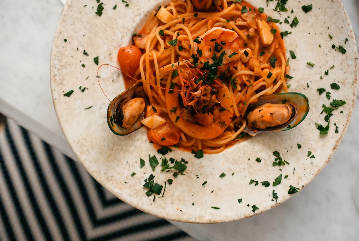 Pasta mit Meeresfrüchten im Bocks
