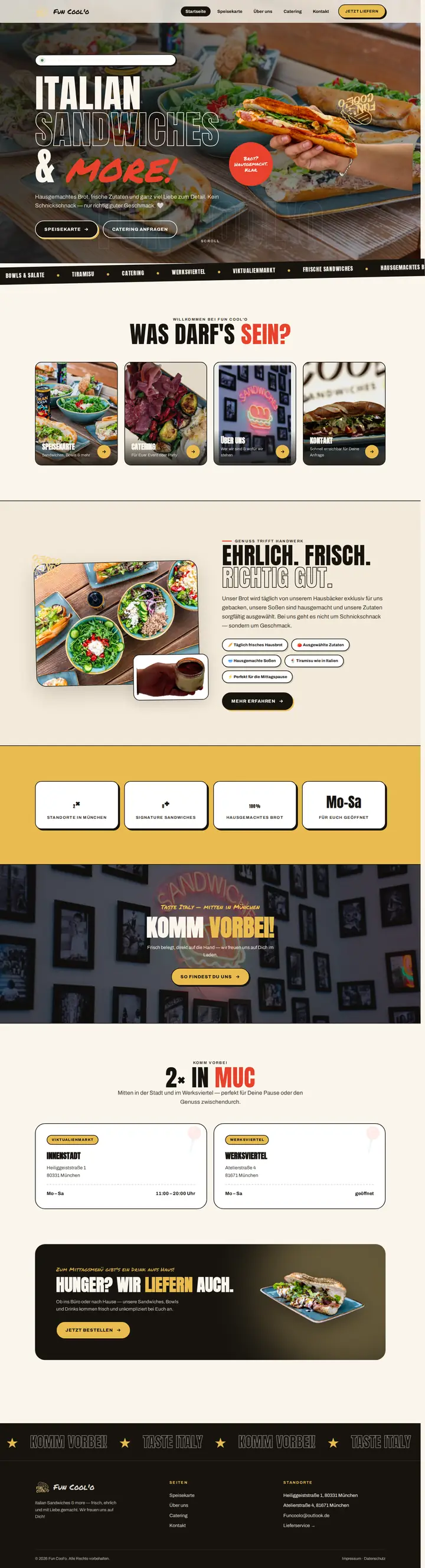 Website Fun Cool'o, ganze Startseite