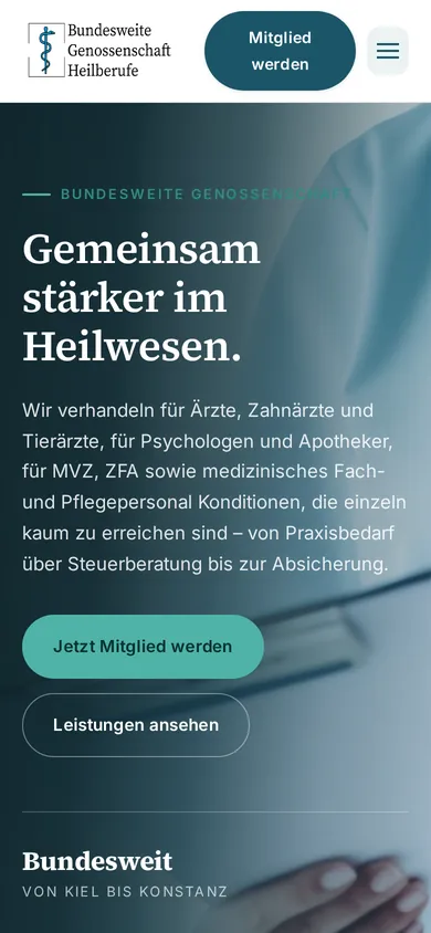 Mobile Ansicht der Genossenschaft für Heilberufe